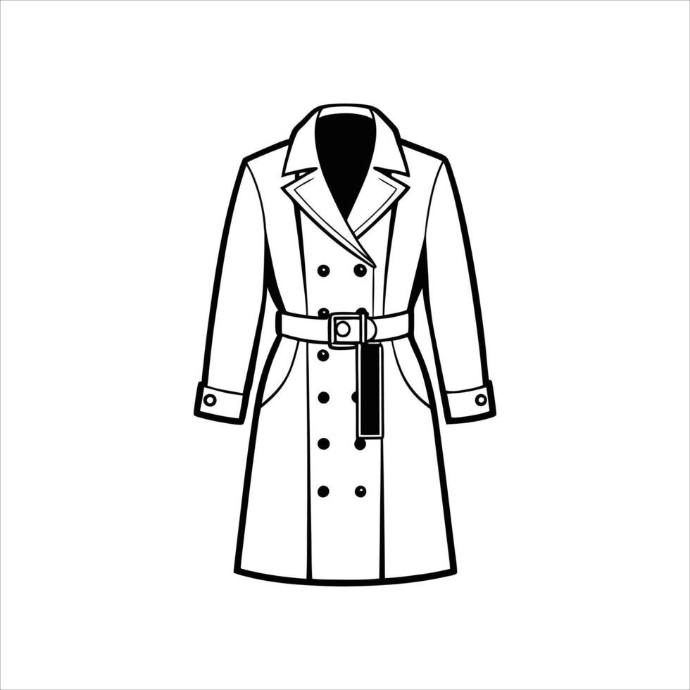 Elegant Long Outerwear ClipArt vector