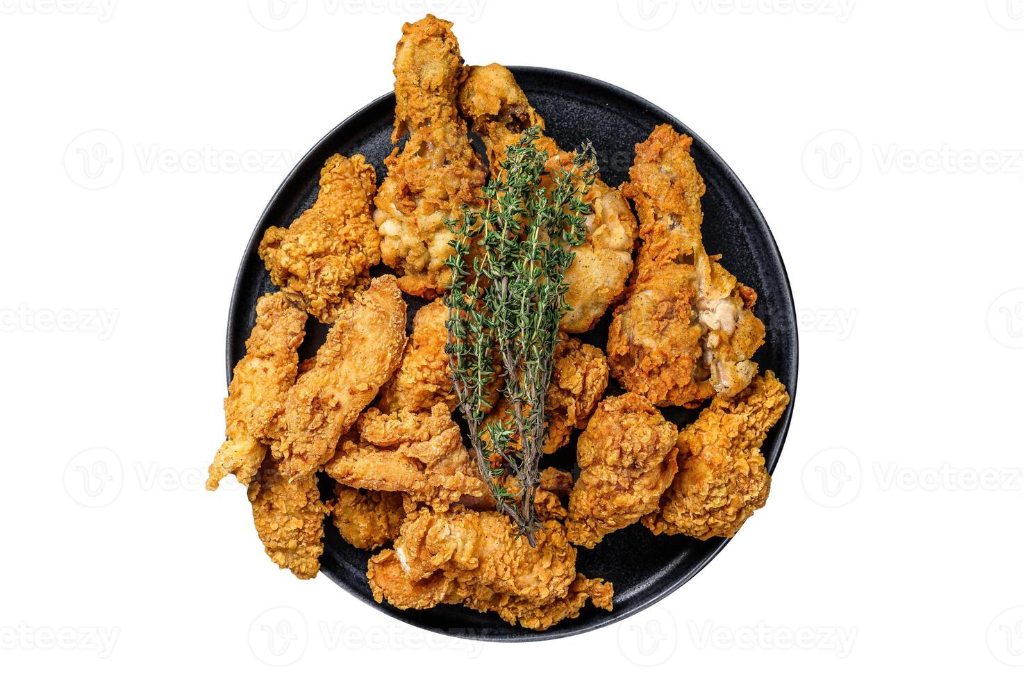 Breaded Fried Crispy Various Chicken. Isolated, white background. photo