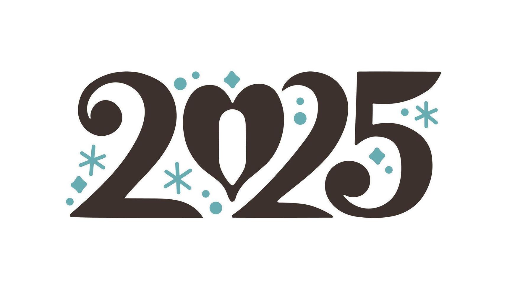 2025 New year lettering. New year 2025 minimalist on white background. Happy new year design template for new year celebration. vector