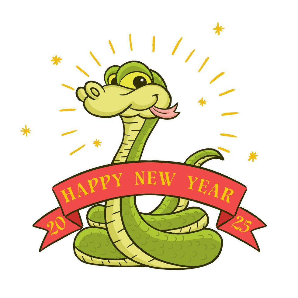 Happy New Year 2025, Asian Year of the snake. vector