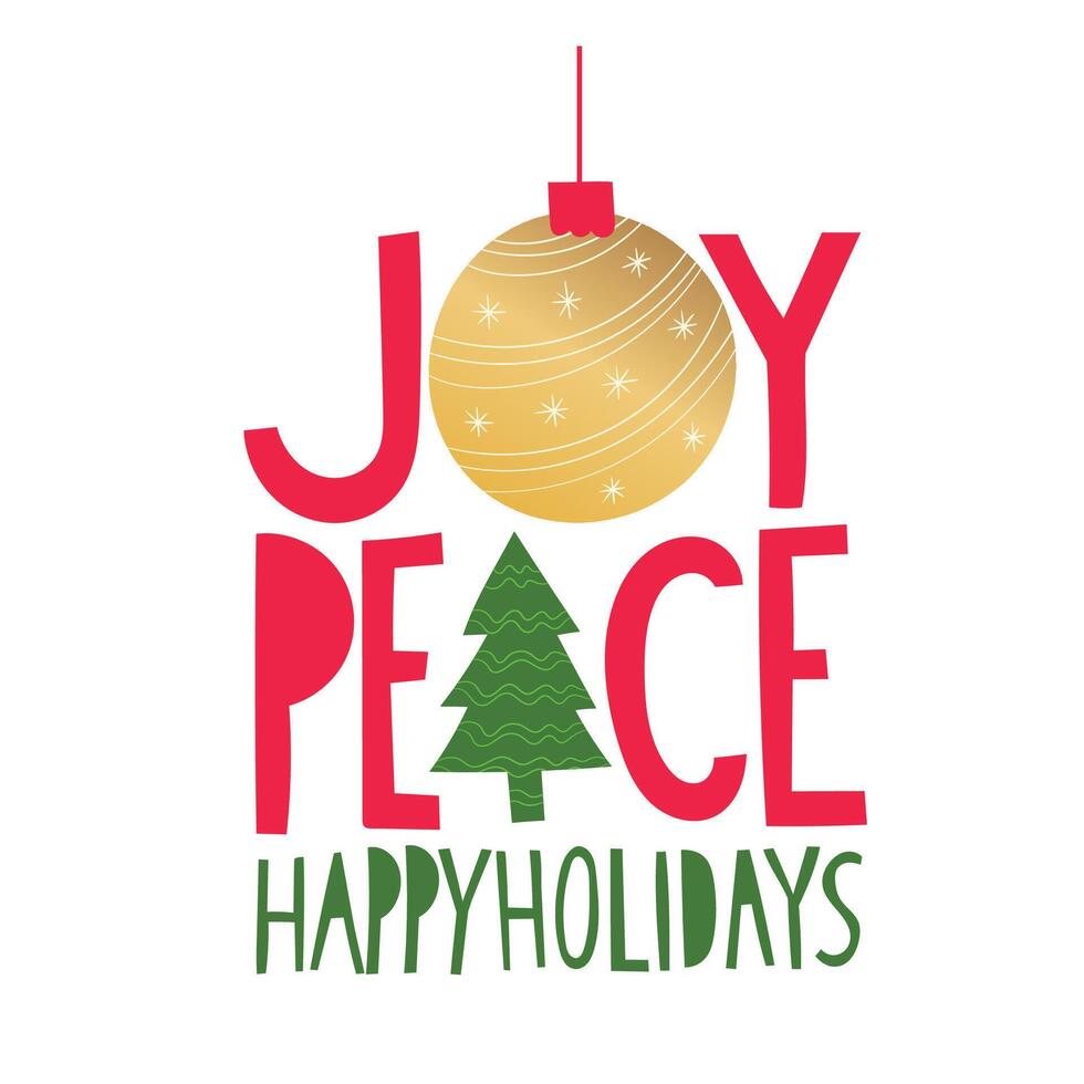 Merry Christmas, joy, peace. Happy holidays. vector