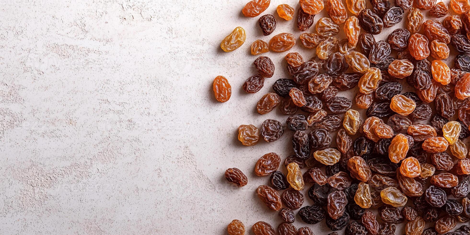 Small pile of raisins in a slightly irregular pattern, gastronomy photography photo