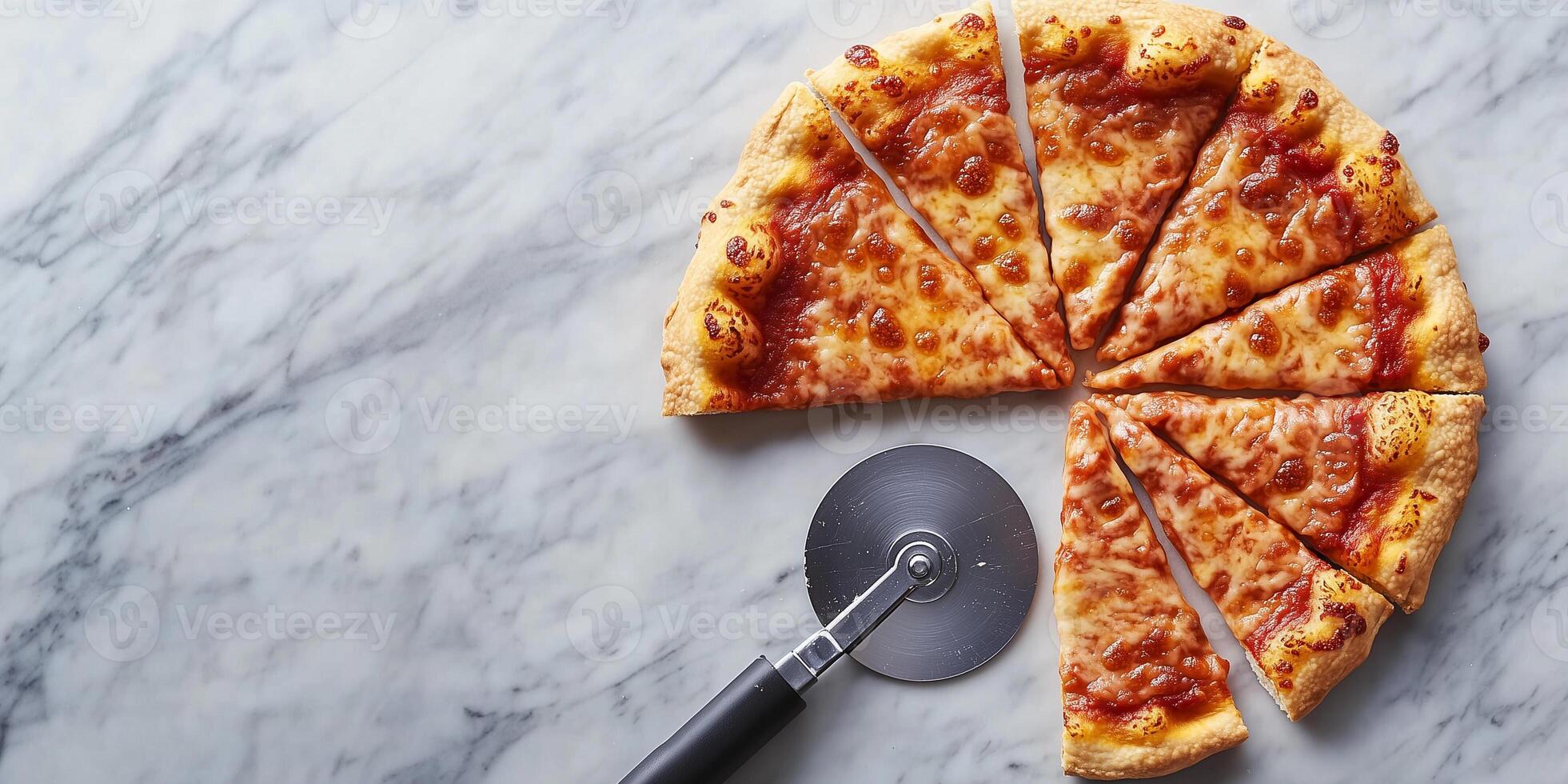 Gluten-free pizza crust being sliced with a pizza cutter on a flat surface, food setting photo
