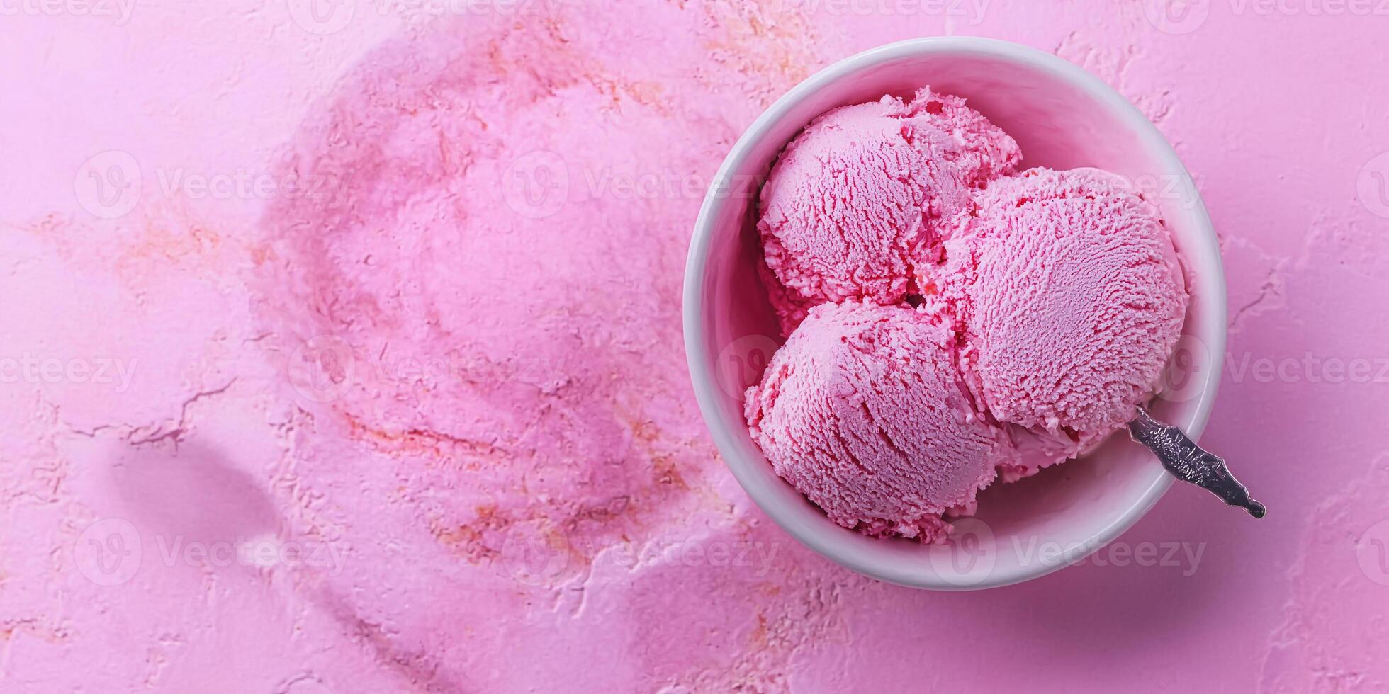 Small bowl of dairy-free ice cream with a small spoon on the side, food photography photo