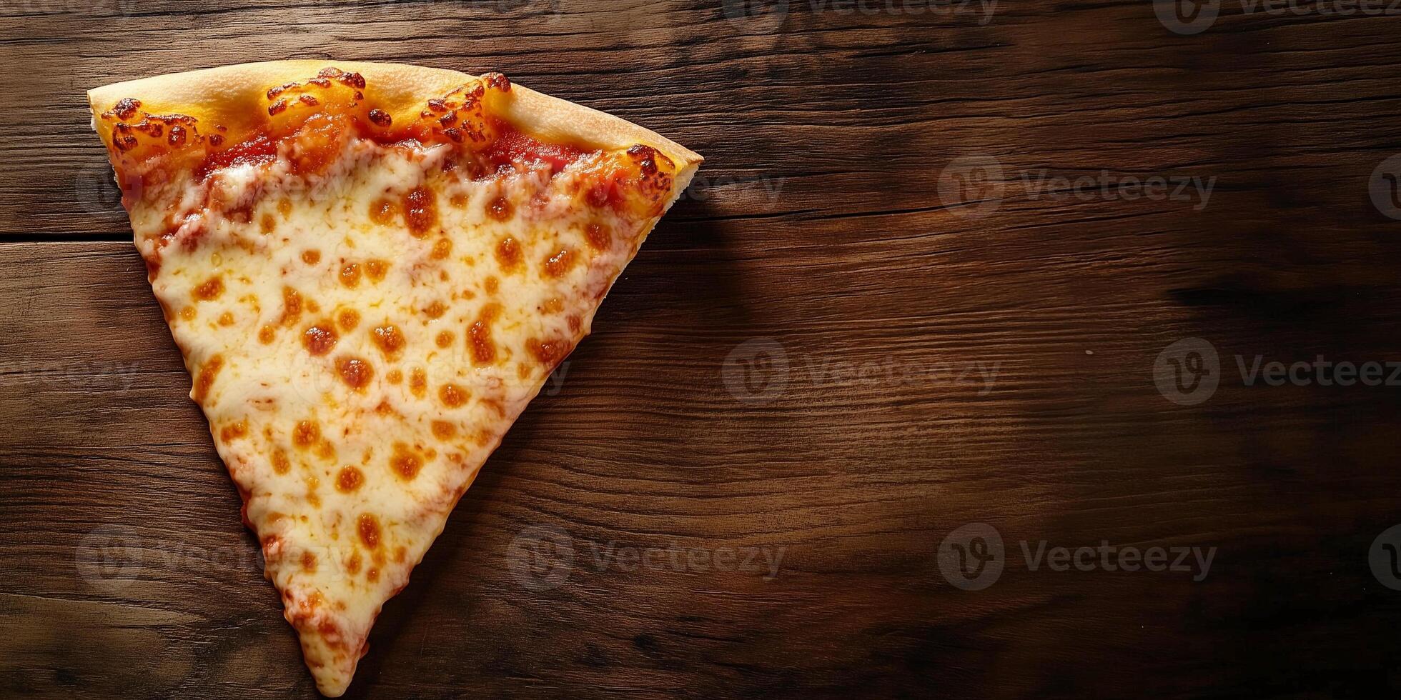 Pizza slice with visible cheese strings stretching from the crust, gastronomy photography photo