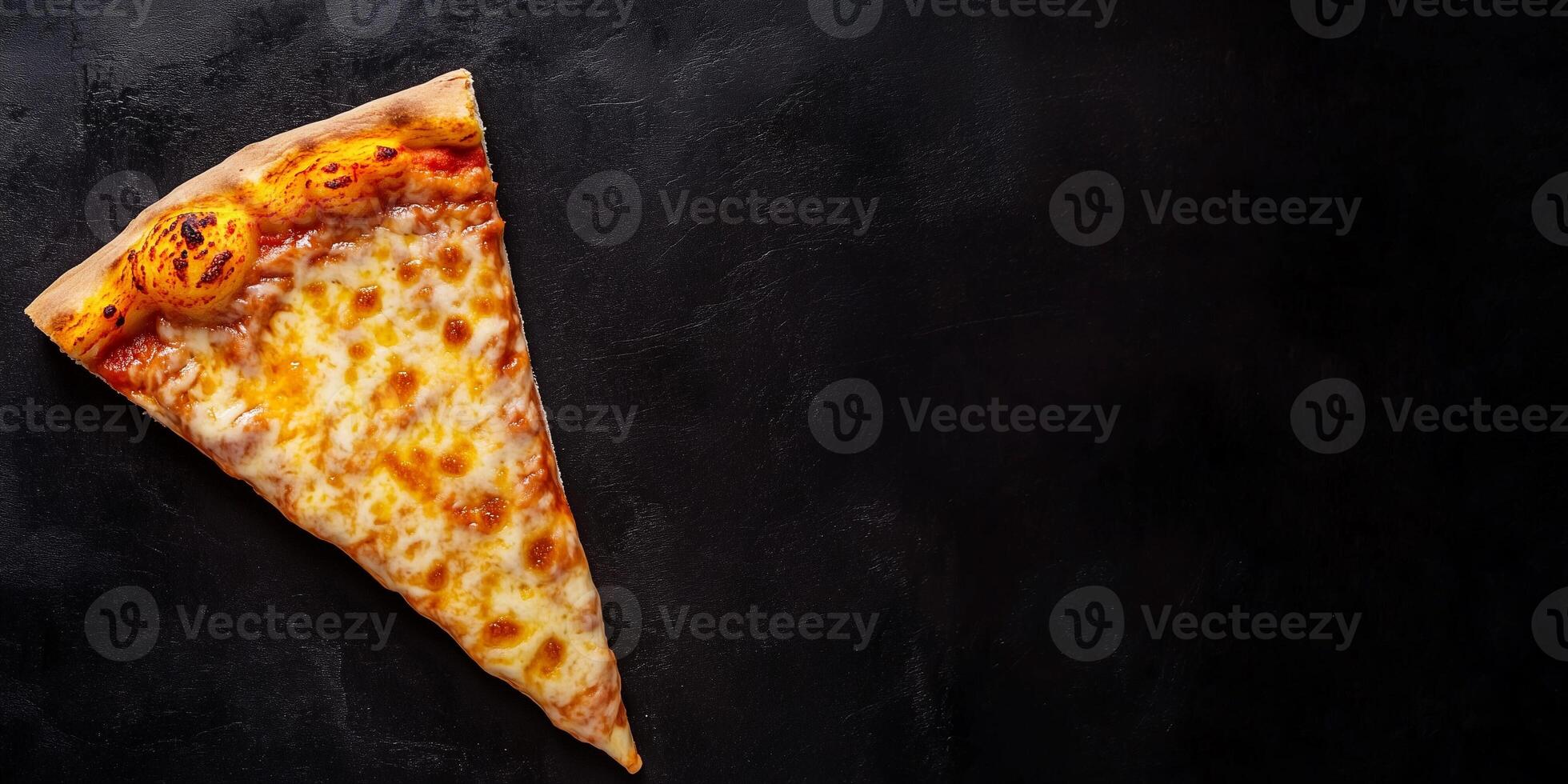 Pizza slice with visible cheese strings stretching from the crust, meal photography photo