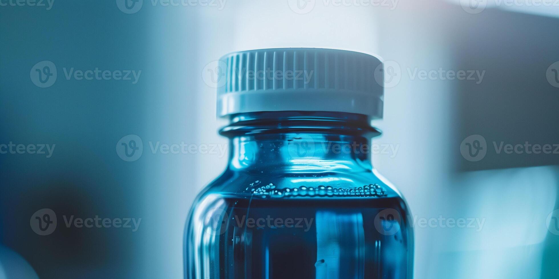 Close-up of probiotic drink bottle with visible expiration date on label, food photography photo
