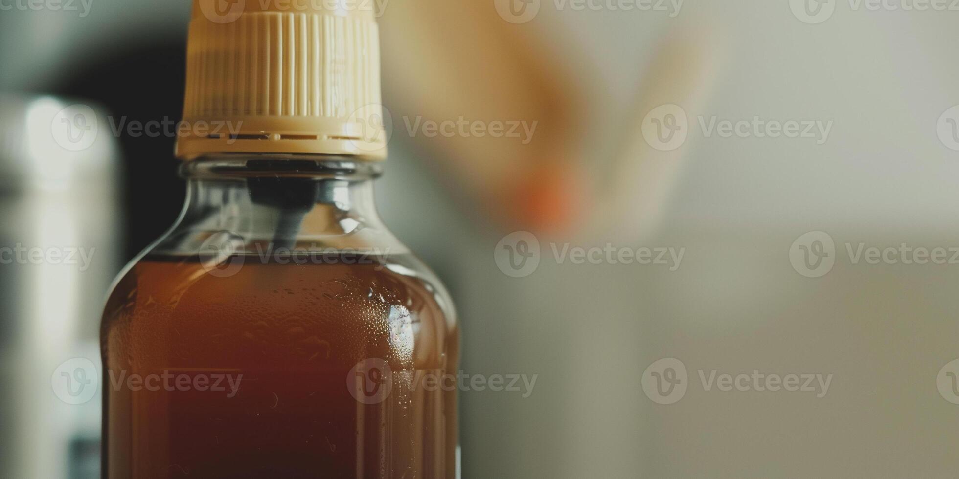 Close-up of probiotic drink bottle with visible expiration date on label, meal photography photo