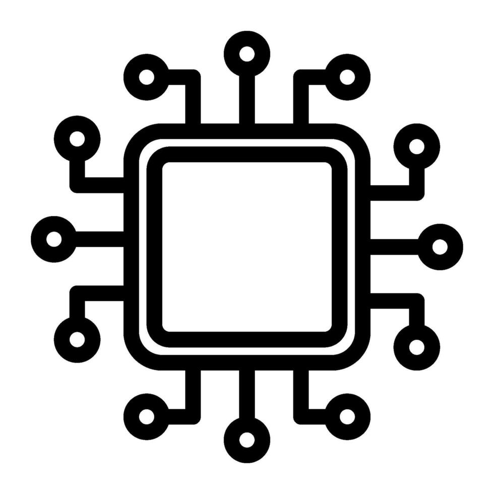 AI chip icon line style vector