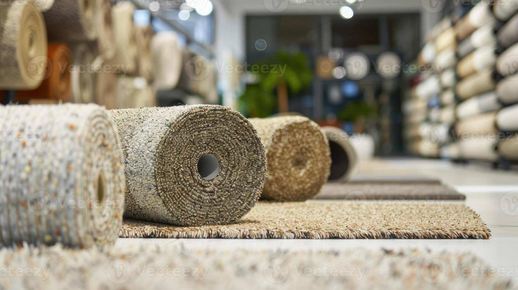 A large roll of carpet is on display in a store photo