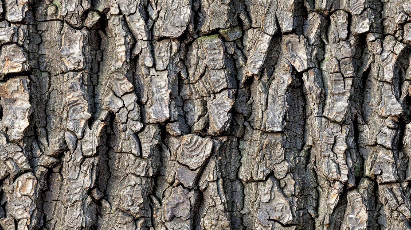 The bark of an old tree is shown in this photo