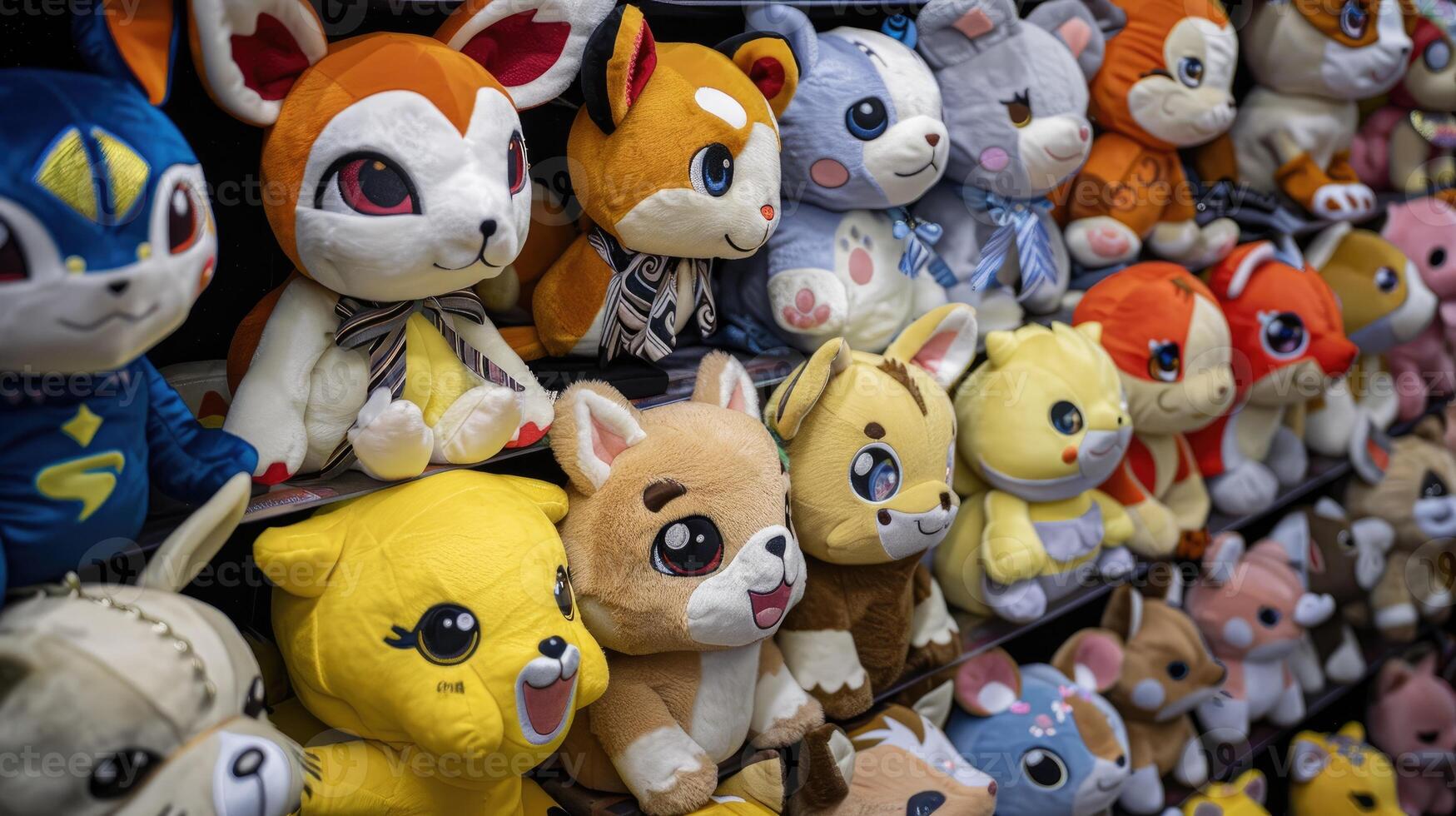 A bunch of stuffed animals on a shelf photo