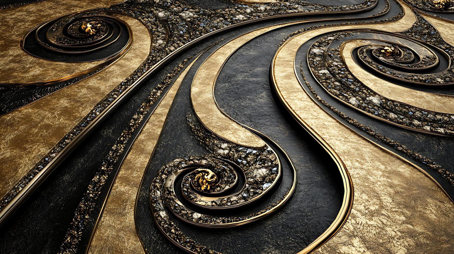 Abstract Wave Designs Featuring Gold and Marble for Sophisticated Spaces photo