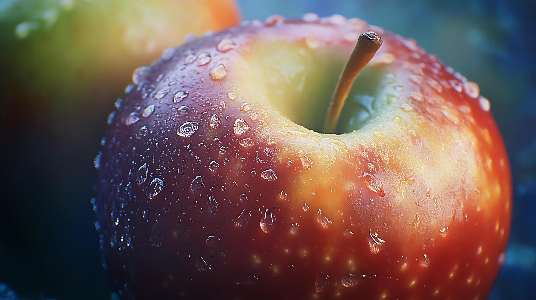 Macro View of a Glossy Apple with Deep Red Colo photo