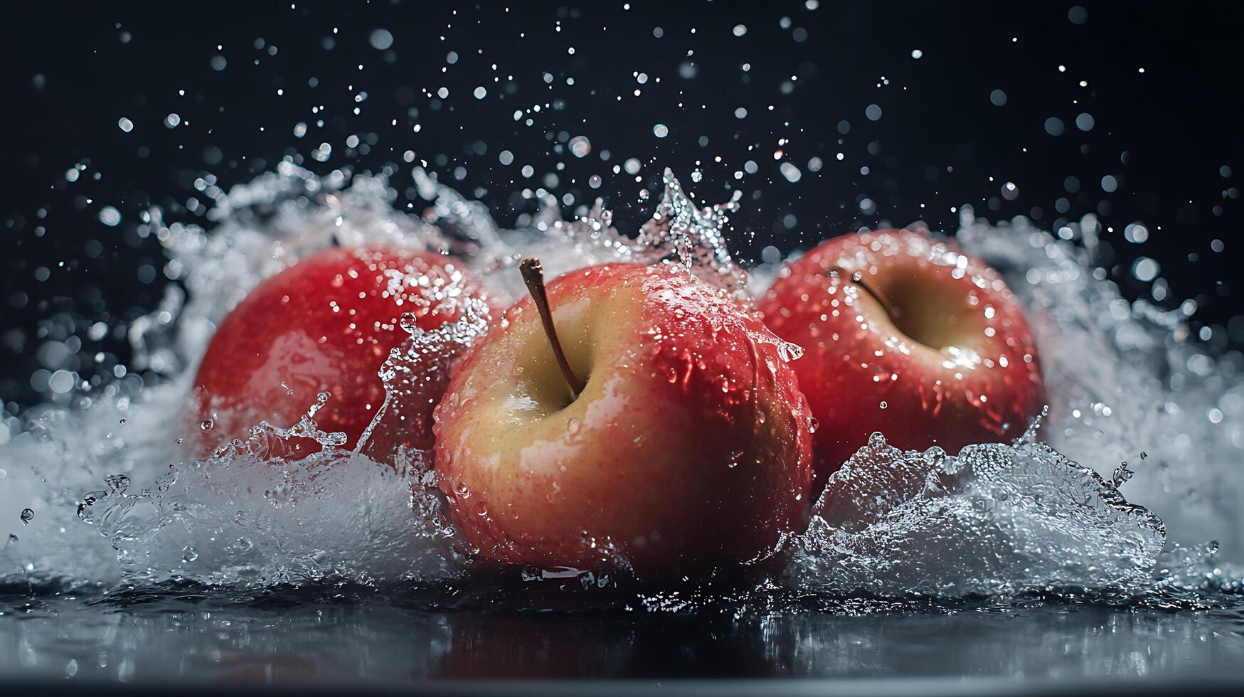 Shiny, Fresh Apple Close-Up with Natural Light Reflection photo