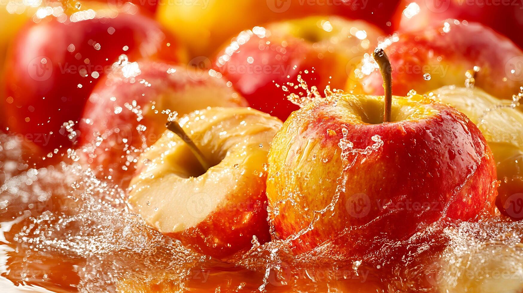 A Beautiful Close-Up of a Fresh Apple with Light Reflection photo
