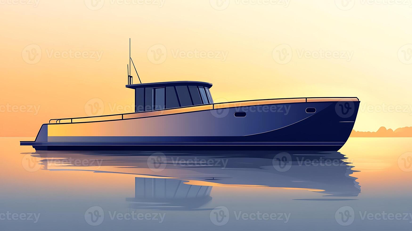 Sleek Modern Boat Captured Realistically in Stunning High-Resolution Detail photo