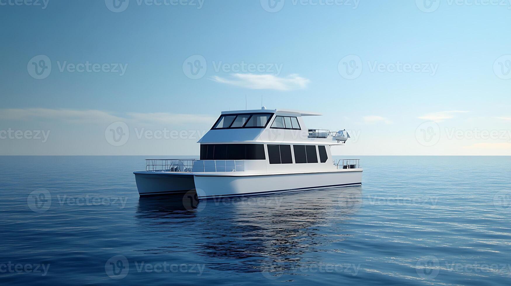 A Luxurious Modern Boat Rendered Realistically in High-Resolution Perfectio photo