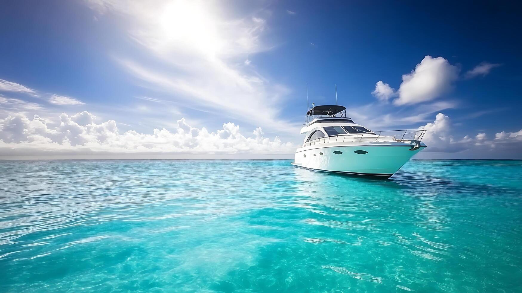 Boat on Deep Blue Waters in Sharp Detail photo