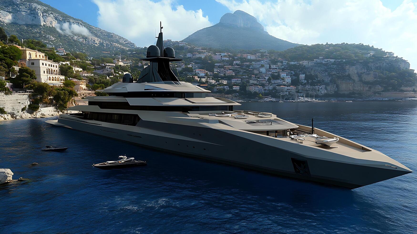 Elegant Realistic Boat Sailing Through Azure Seas in Stunning Detail photo