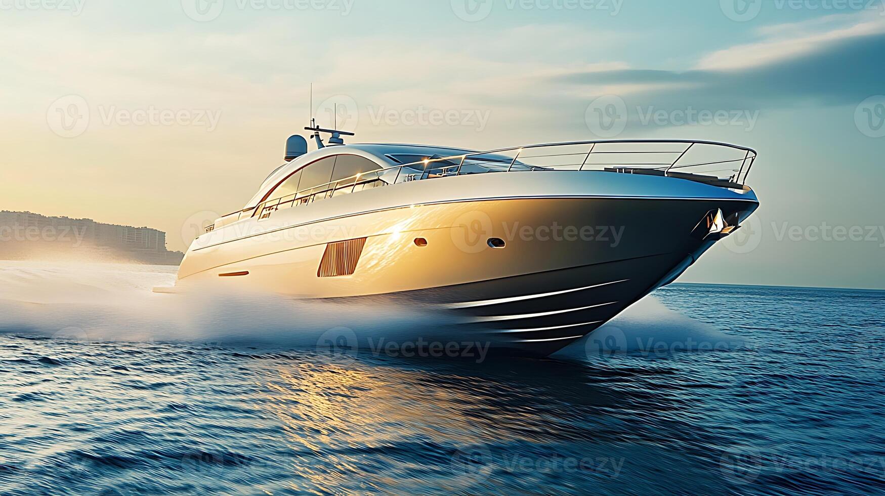 Luminous Yacht Drifting Under Skies of Serenity Over Perfect Waters photo