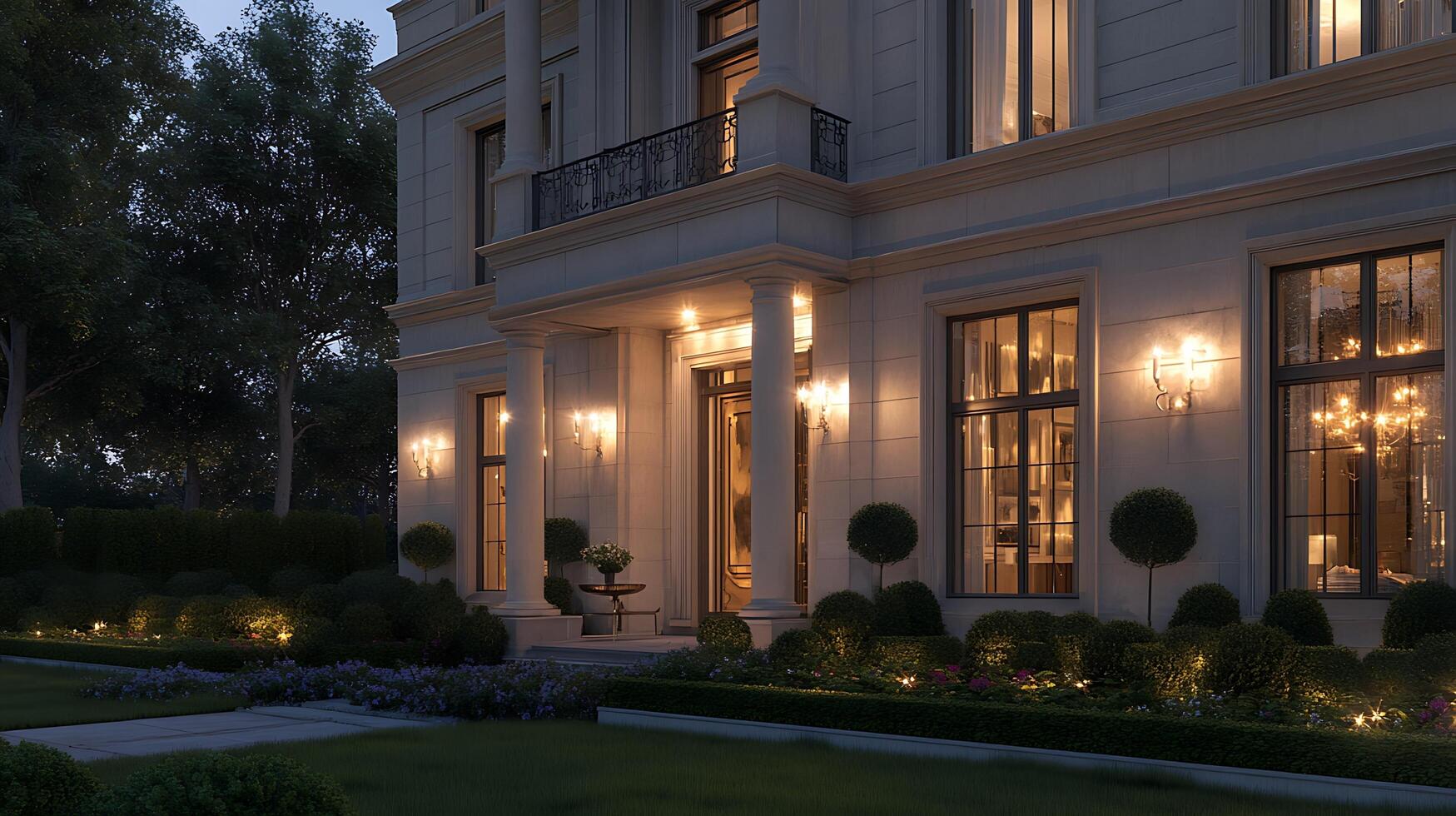 Luxury Architecture Shines Bright Under the Serenity of Dusk photo