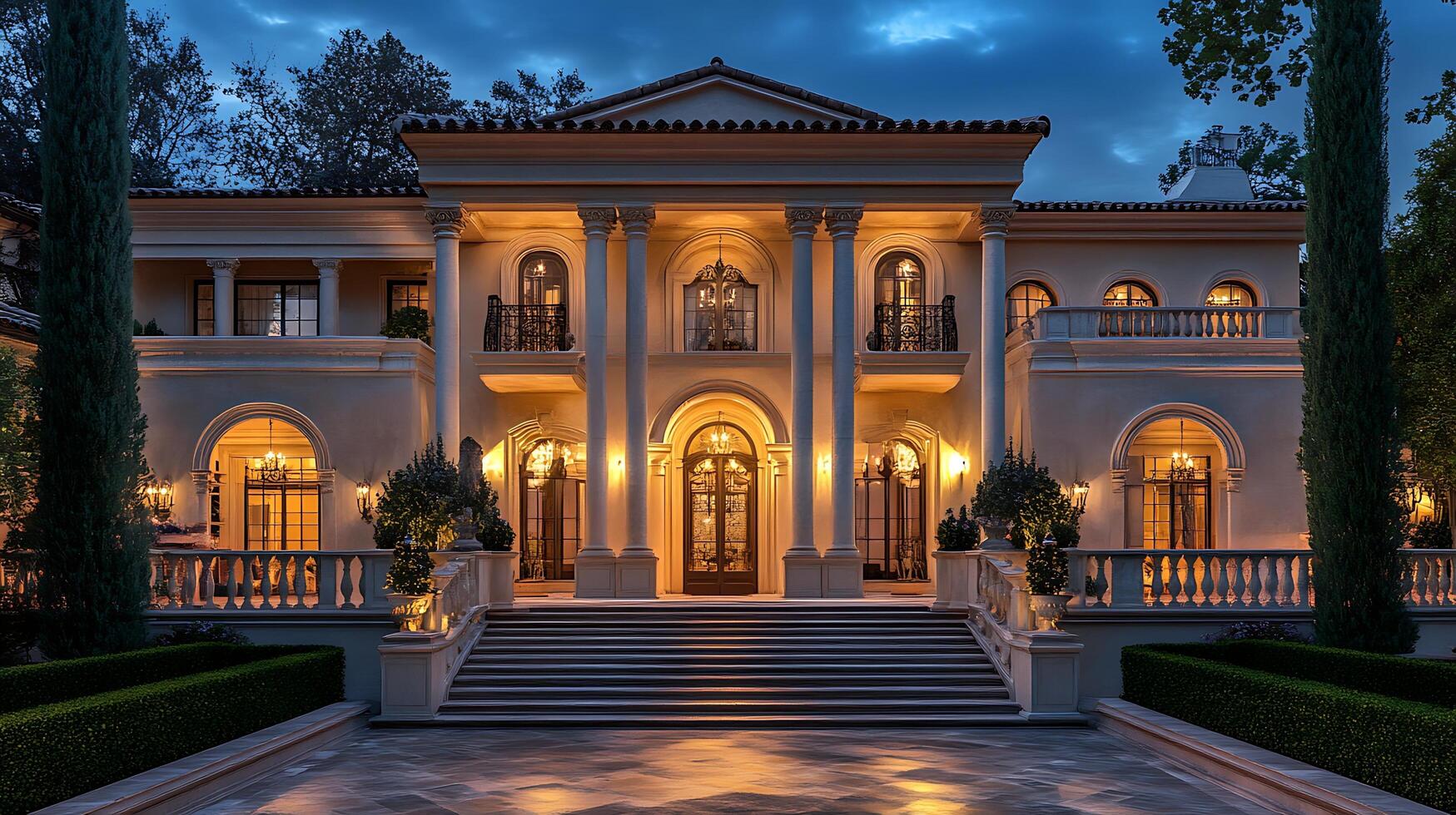 Architectural Marvel Shining Bright in Subdued Evening Light photo