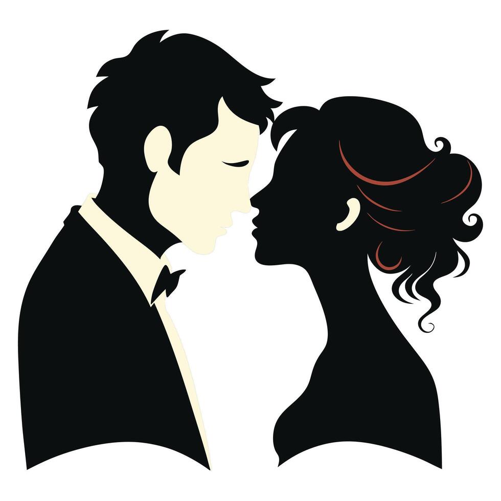 Abstract modern young couple portrait silhouette Fashion minimal trendy people face in flat style vector