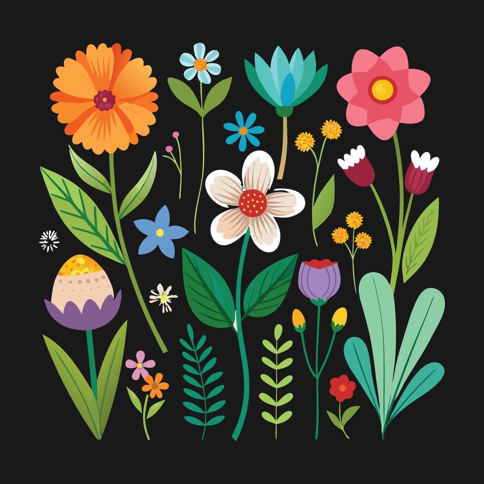 Spring flower collection vector