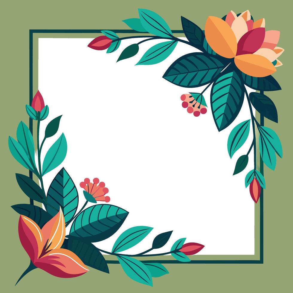 Hand Drawn Watercolor Floral Frame Design vector
