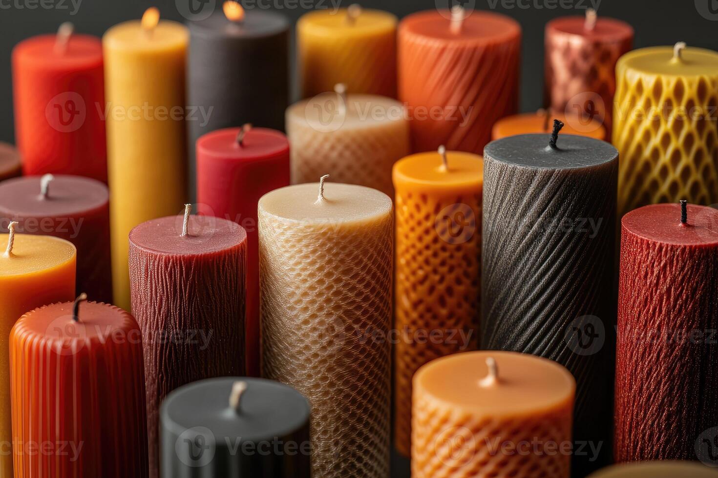 Assorted Scented Candles with Unique Textures and Colors photo