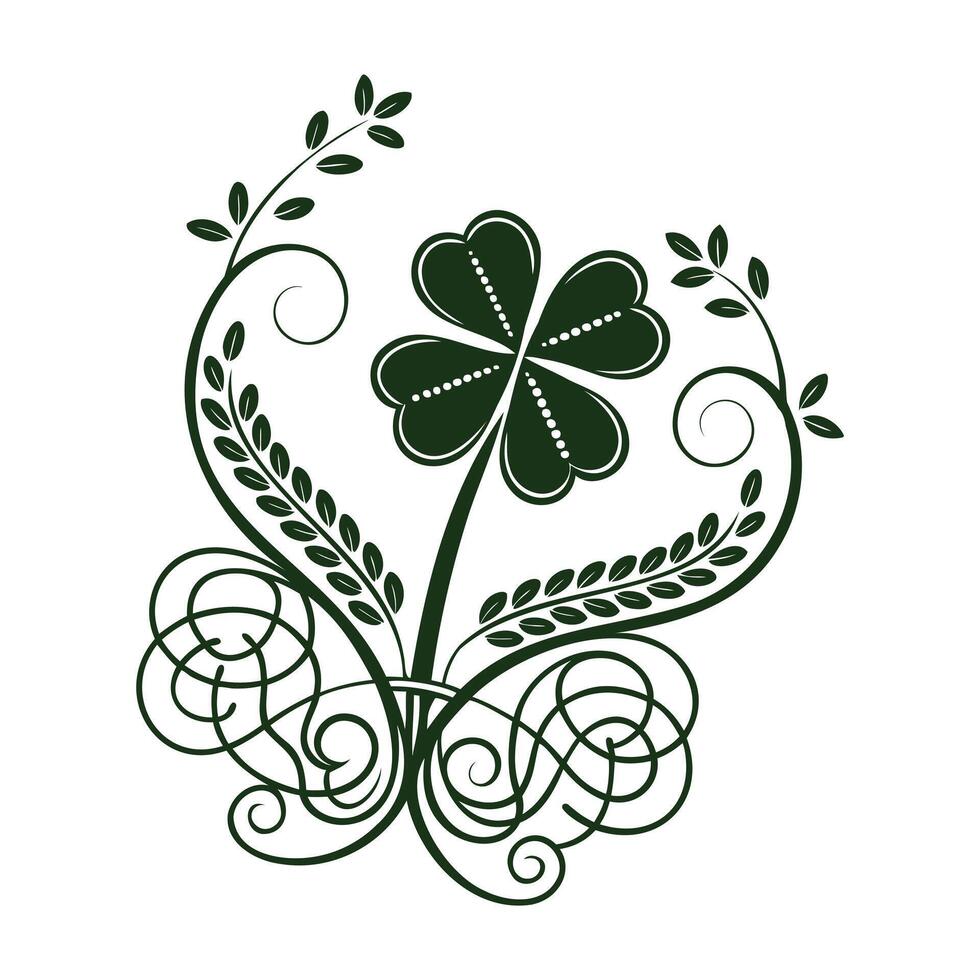 St. Patrick's Day Lucky Shamrock Crest Art with Celtic Knot Design vector