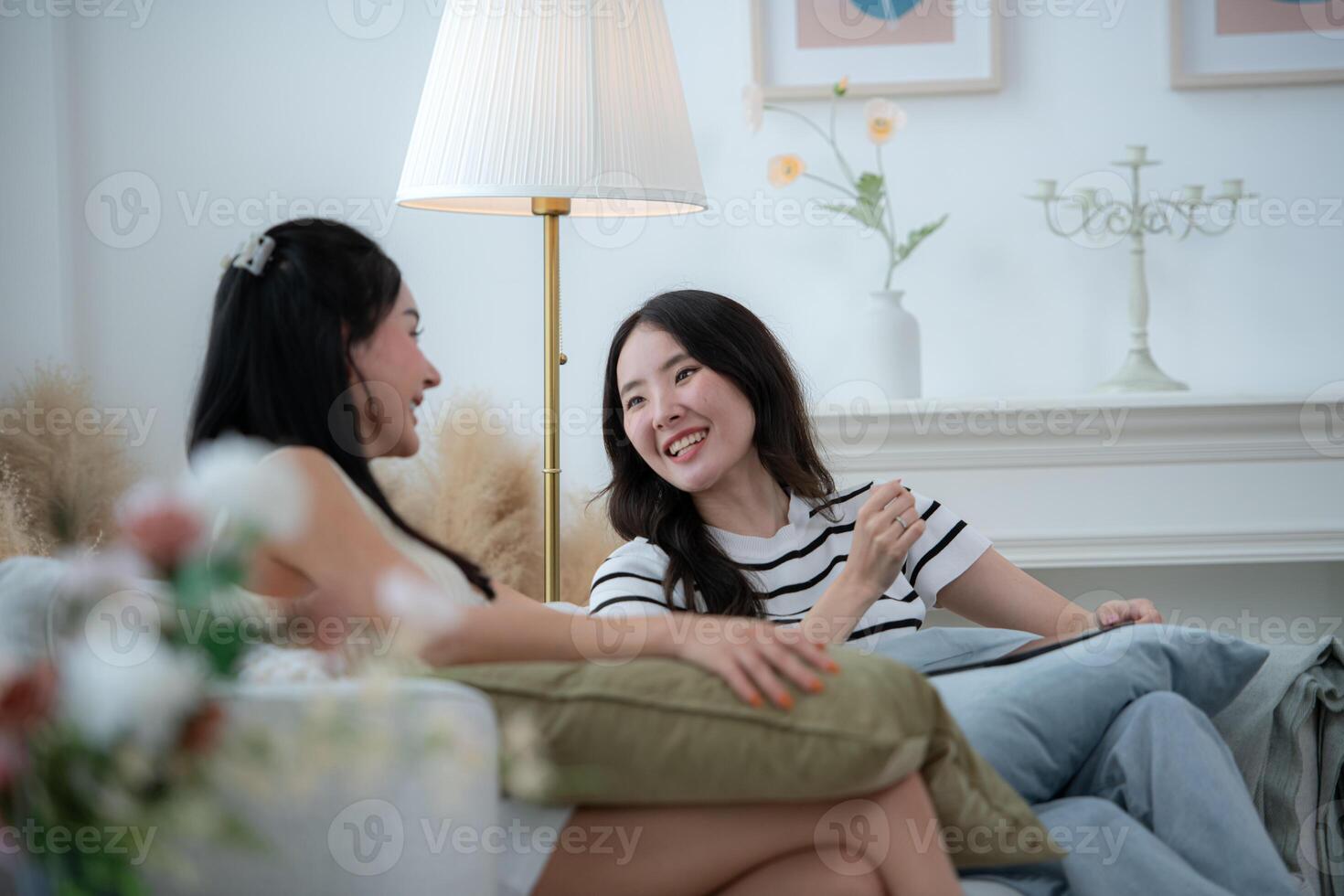 LGBT couples and their holiday activities at home photo