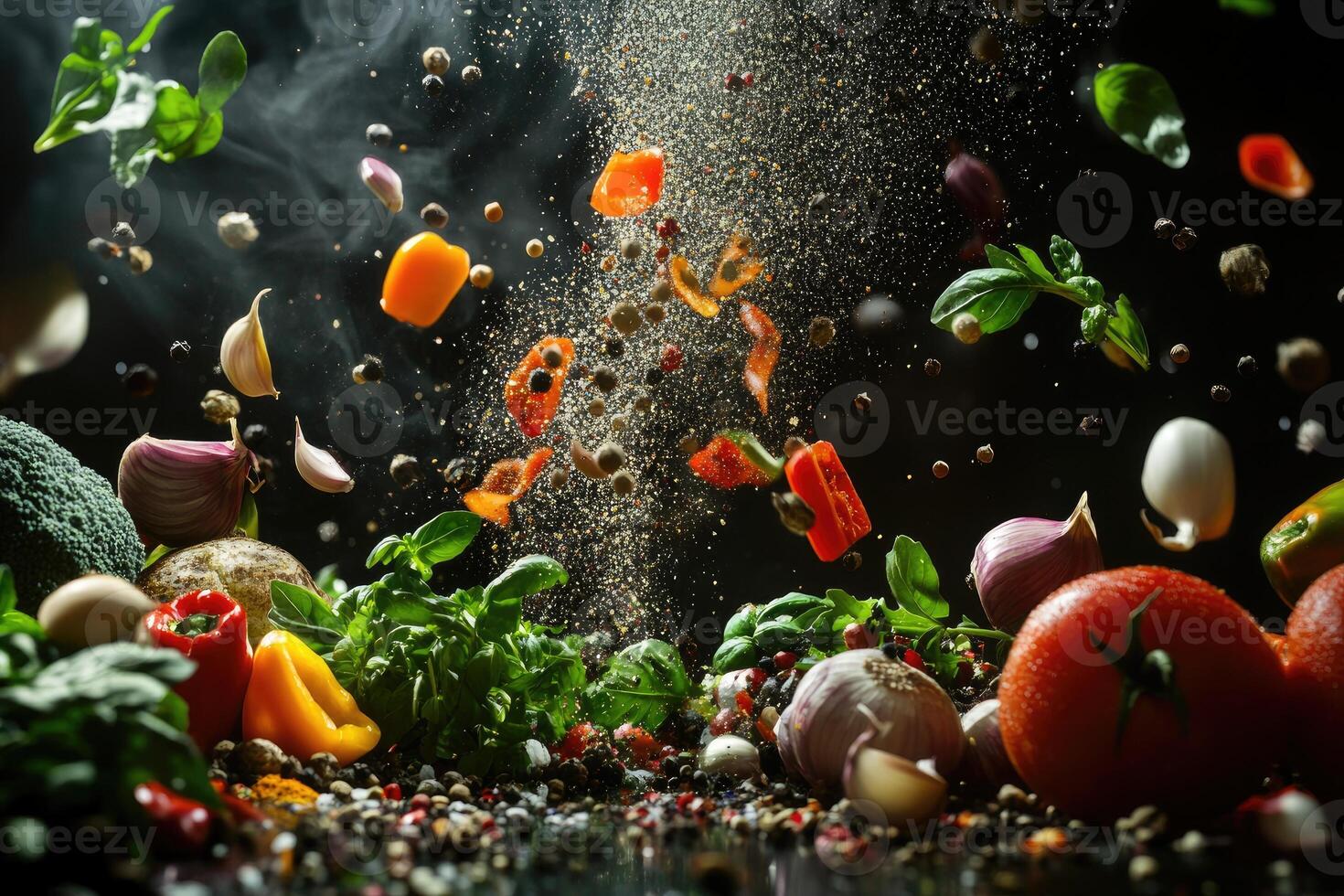 Fresh Vegetables and Spices Exploding with Flavor photo