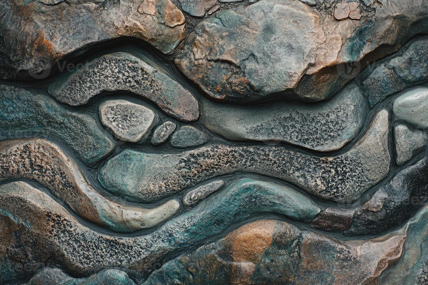 Abstract Stone Wall with Wavy Lines and Uneven Texture photo