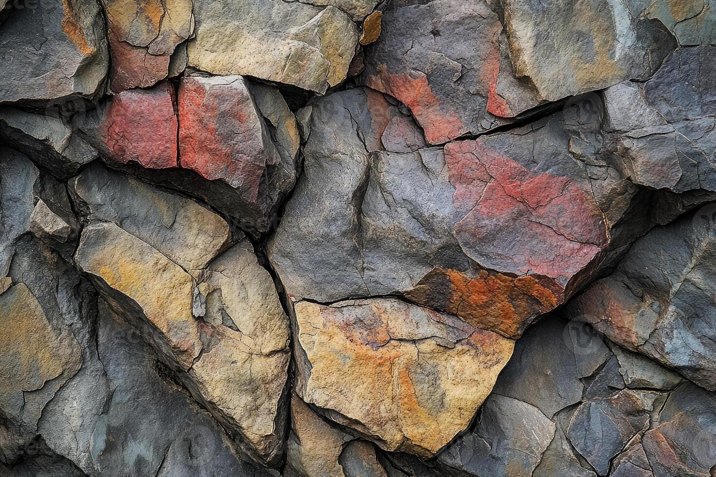 Close-up of a rugged, multi-colored rock formation photo