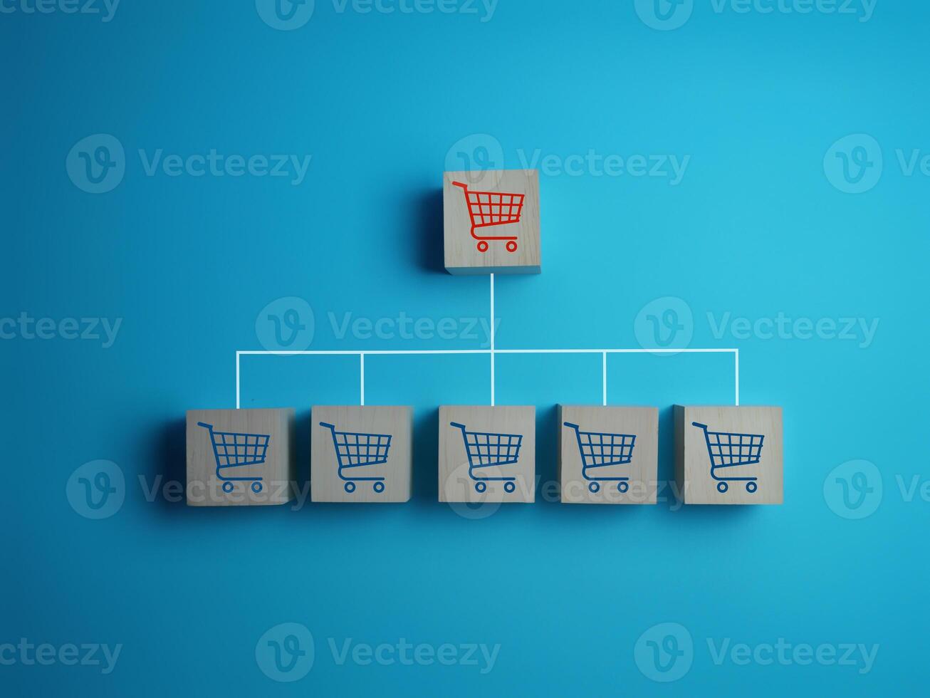 Purchase, Consumer, Shopping Cart Icon on Wooden Block photo