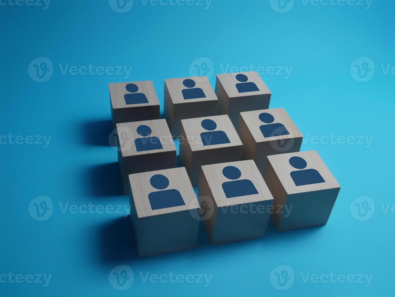 People on wooden cube blocks, People and hiring in business, Team photo