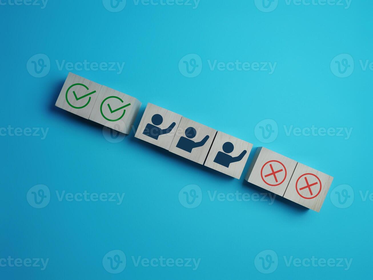 Hand Raising Icon, Check and Wrong, Voting, Answer Confirmation photo