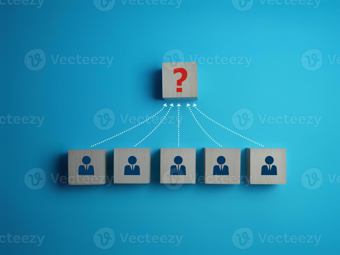 Businessman with Question Mark, Teamwork in Problem Solving photo