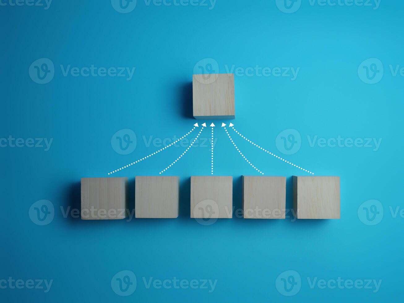 Empty wooden block with arrow pointing to the same point photo