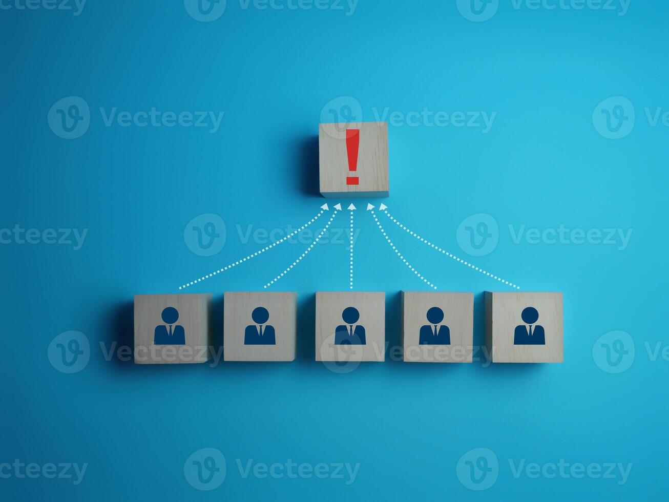 Business team with exclamation mark, team problem solving photo