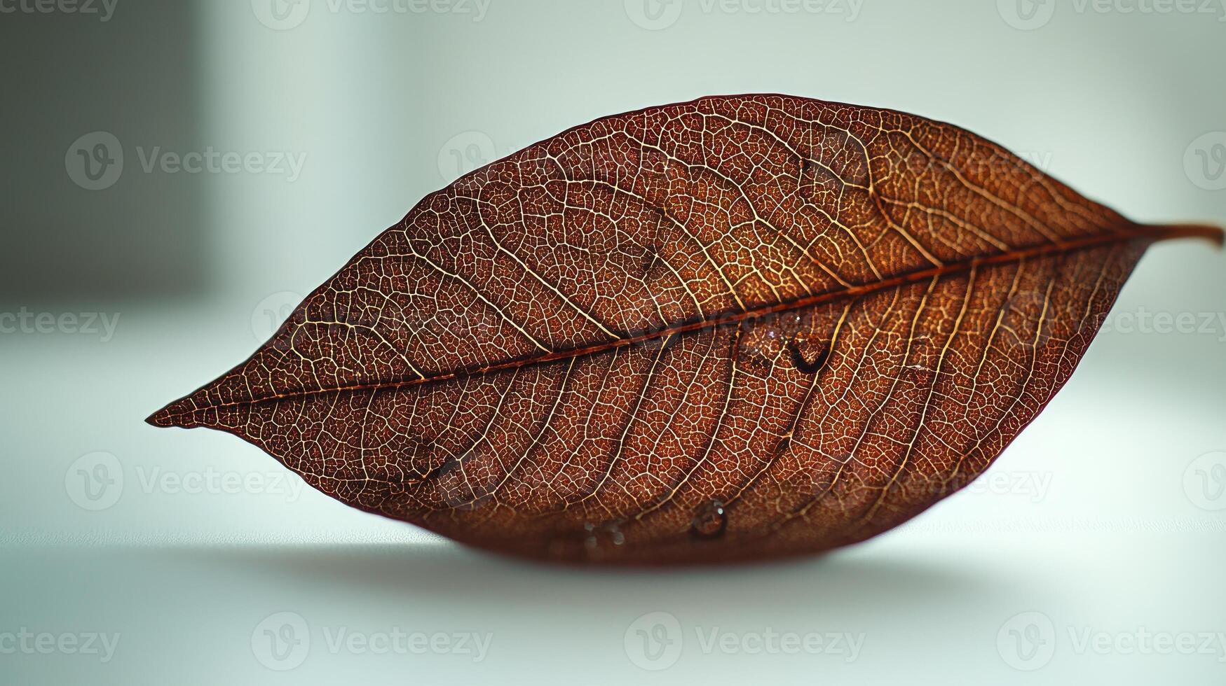 Intricate details of a dried leaf captured in soft light highlighting nature's artistry photo