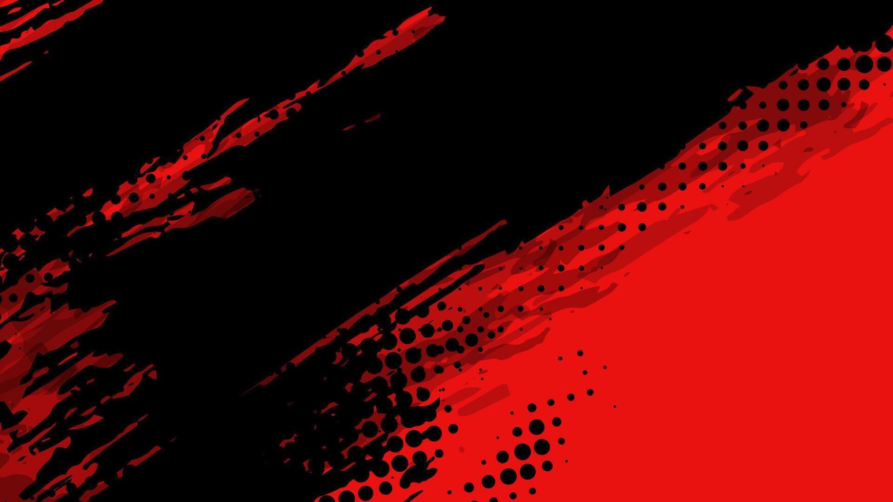Abstract black and red grunge with haletone effect texture background. vector