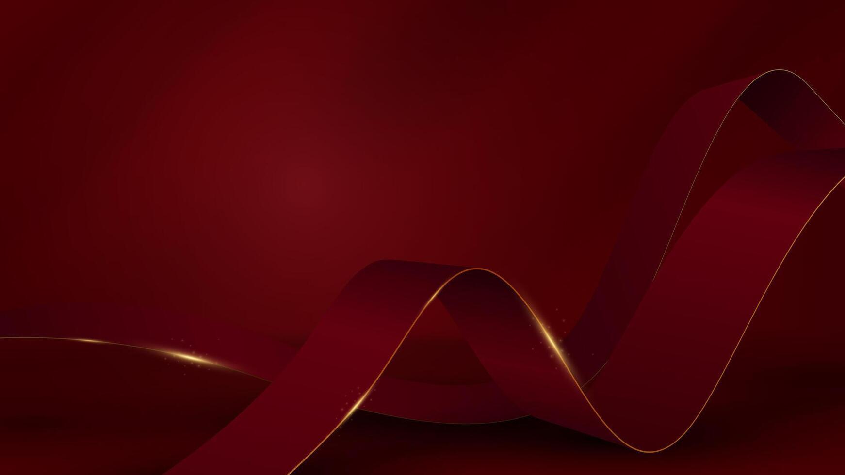 red ribbon with gold border. Abetratch luxury background. vector