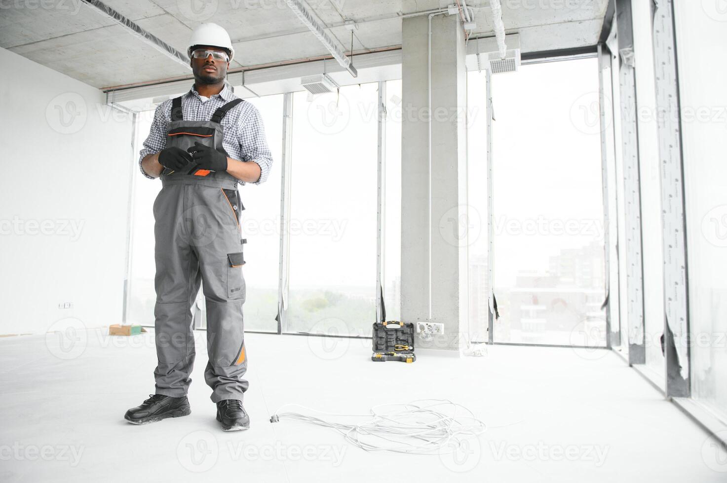 Portrait of a worker in a construction site photo