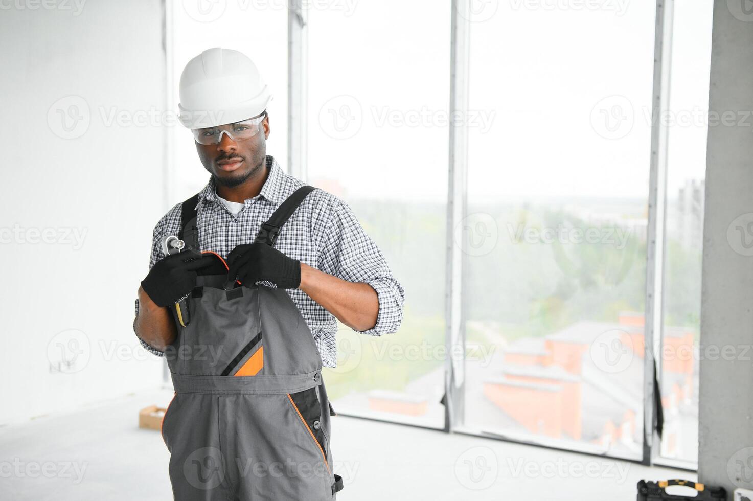 Portrait of a worker in a construction site photo