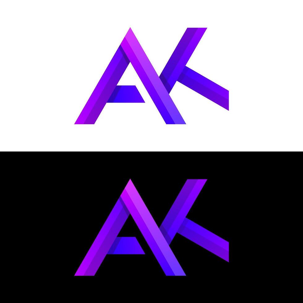 letter a k colorful logo design vector