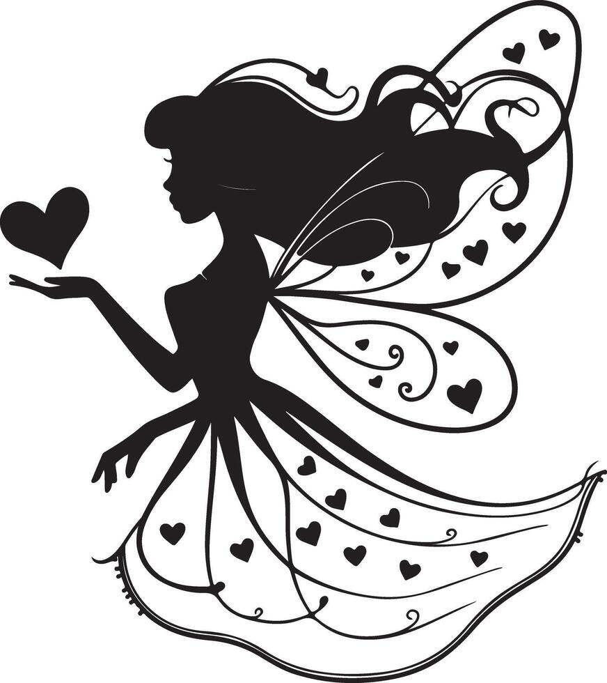 Whimsical Fairy with Heart Patterns Elegant Decorative Art vector