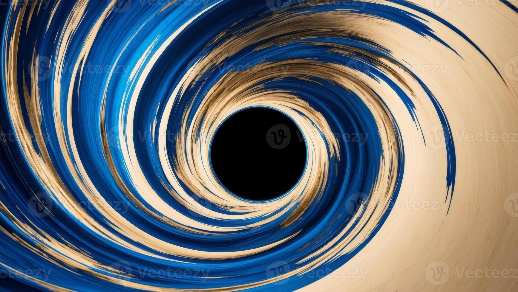 A blue and gold swirl with a hole in the middle. photo